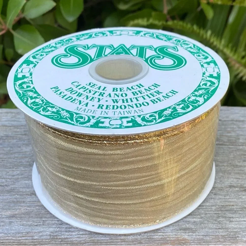 NWT New Stats Gold Wire Ribbon One (1) Roll 2.5